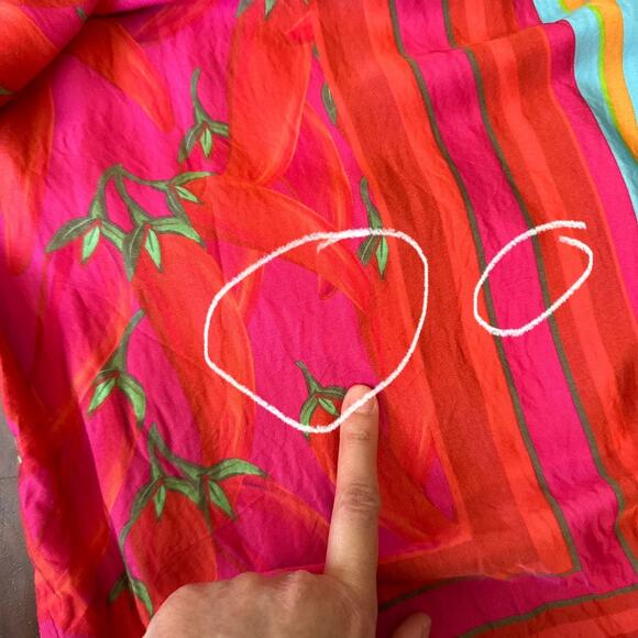 FARM RIO Scarf Mix Shirt Dress Multicolor Fruit Print 3/4 Sleeve Hippie - Picture 9 of 15